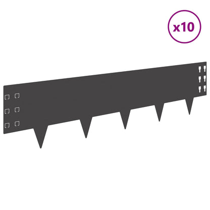 Bordura per Prato 10 pcs 100 x 25 cm Acciaio Nero | homemem39