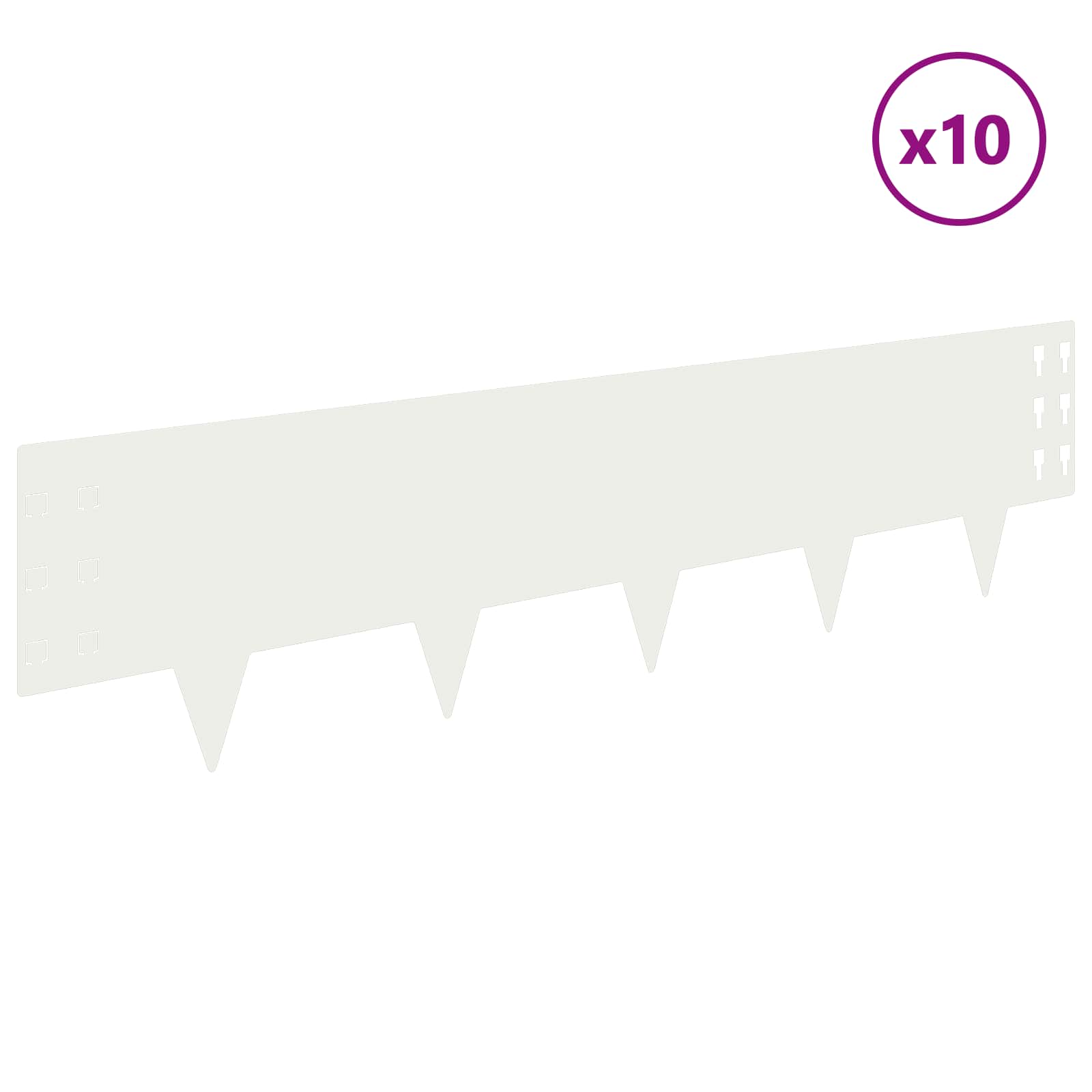 Bordura per Prato 10 pcs 100 x 25 cm Acciaio Bianco | homemem39