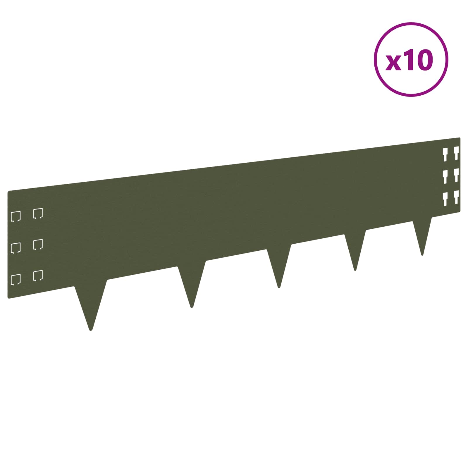 Bordura per Prato 10 pcs 100 x 25 cm Acciaio Verde Oliva | homemem39