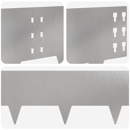 Bordura per Prato 20 pcs 100 x 25 cm Acciaio Argento | homemem39