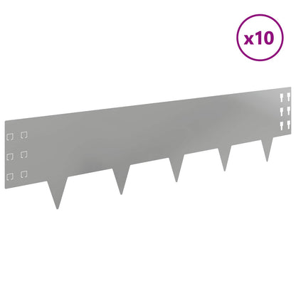Bordura per Prato 10 pcs 100 x 25 cm Acciaio Argento | homemem39