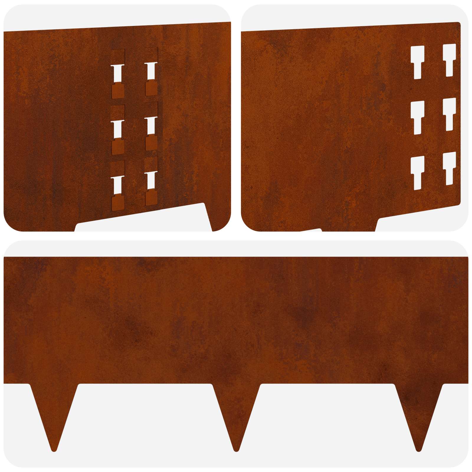 Bordura per Prato 10 pcs 100 x 25 cm Acciaio Ruggine | homemem39