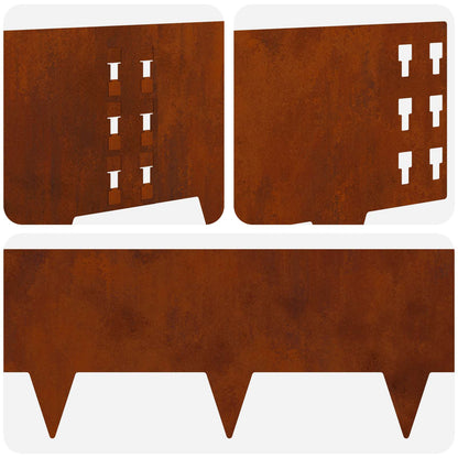 Bordura per Prato 10 pcs 100 x 25 cm Acciaio Ruggine | homemem39