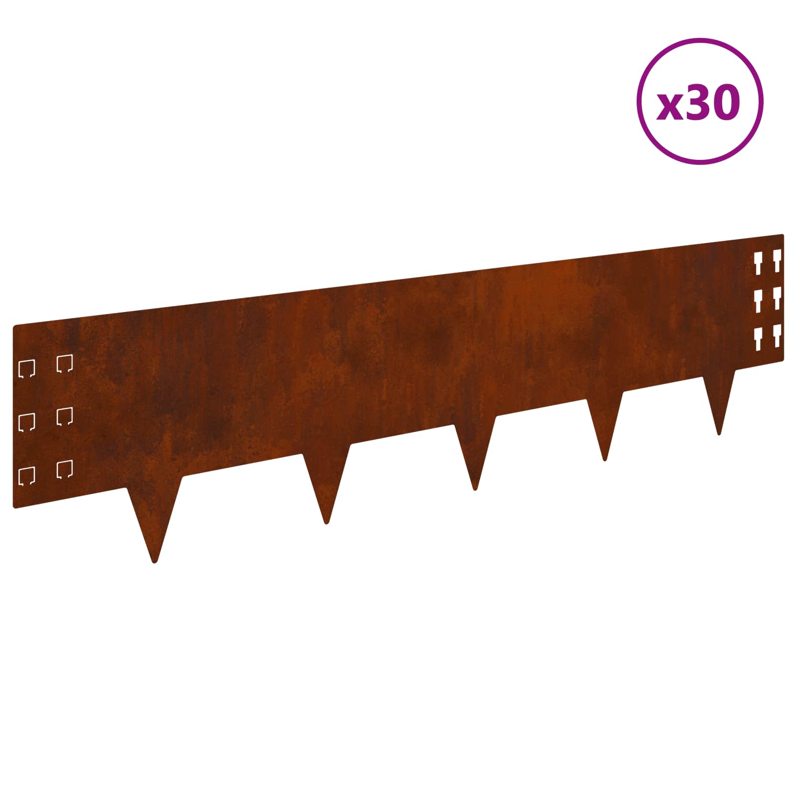 Bordura per Prato 30 pcs 100 x 25 cm Acciaio Ruggine | homemem39
