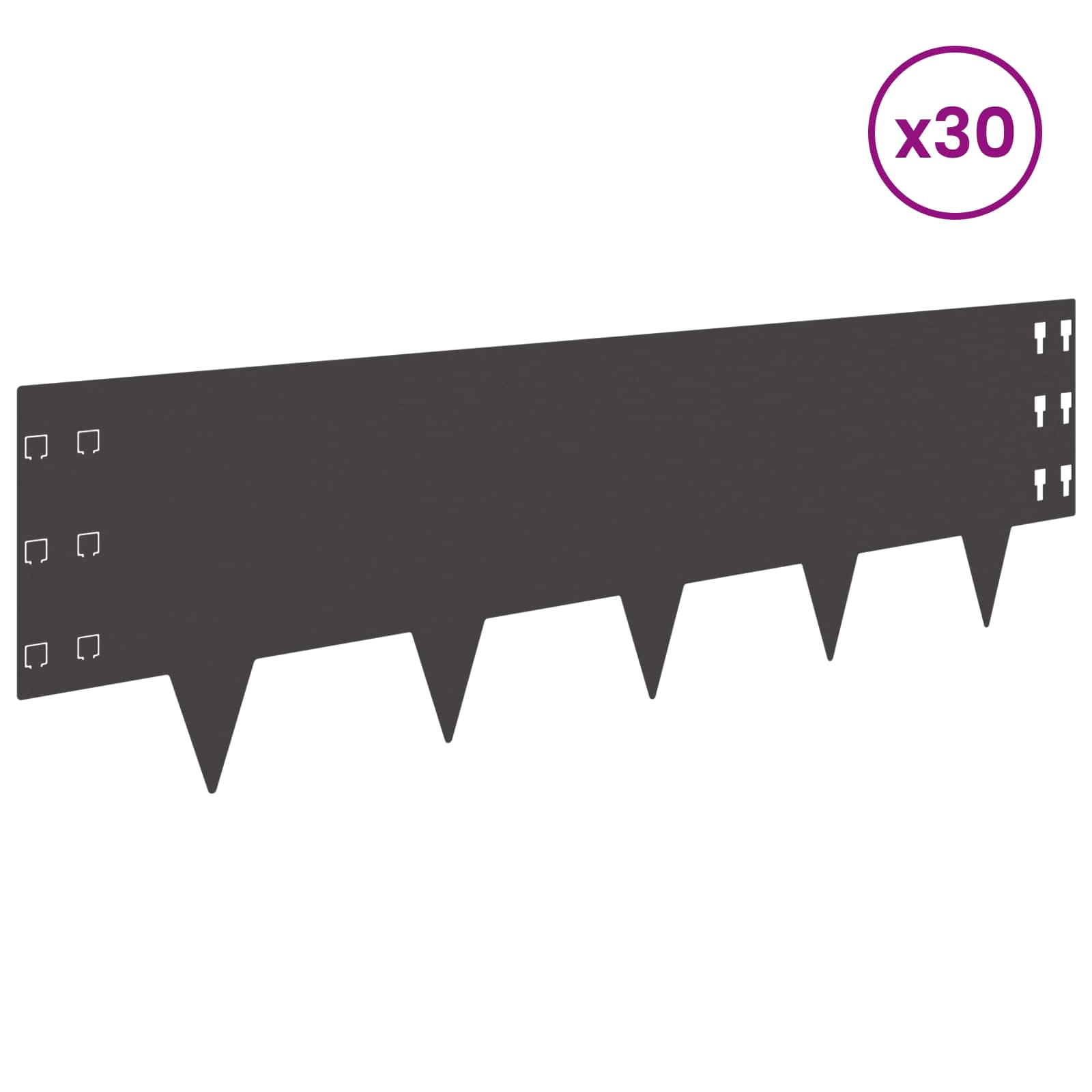 Bordura per Prato 30 pcs 100 x 30 cm Acciaio Nero | homemem39