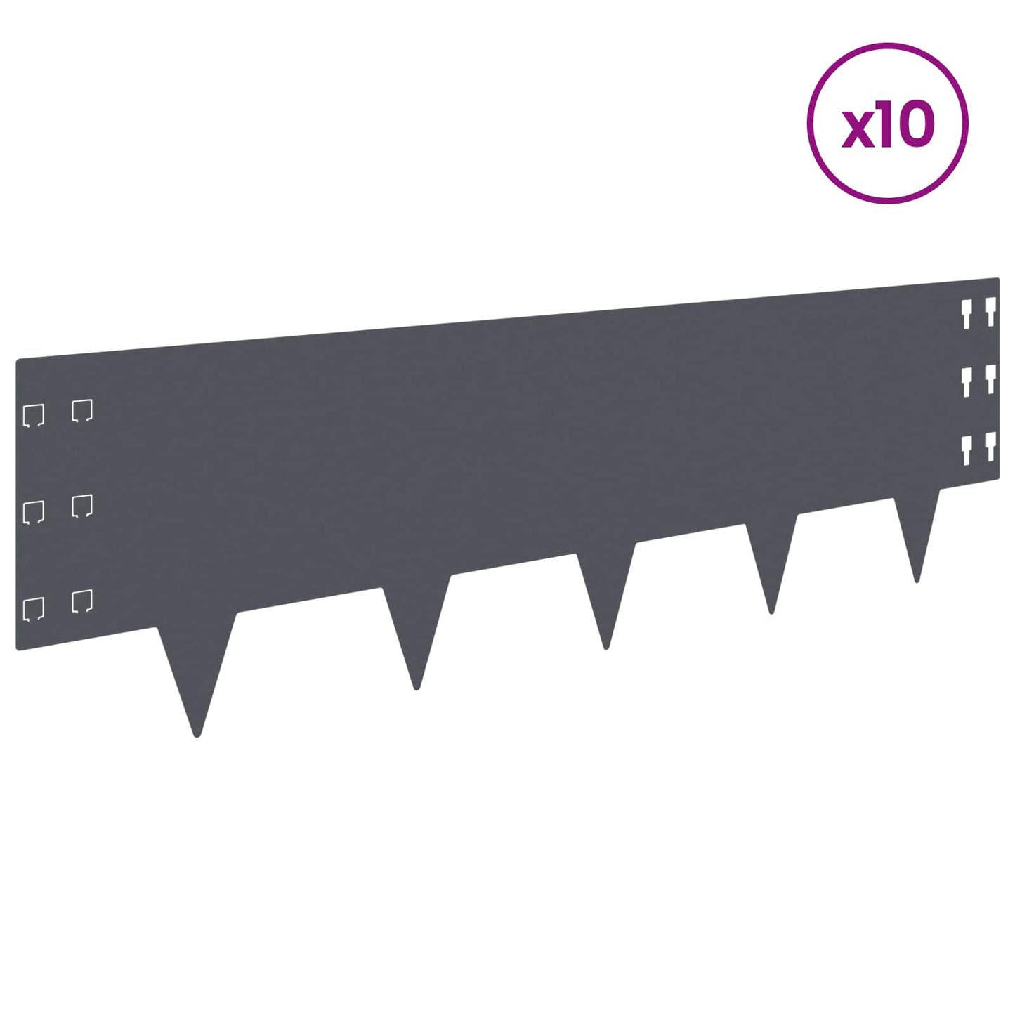 Bordura per Prato 10 pcs 100 x 30 cm Acciaio Antracite | homemem39