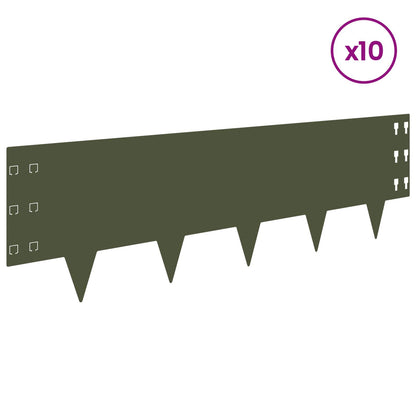 Bordura per Prato 10 pcs 100 x 30 cm Acciaio Verde Oliva | homemem39