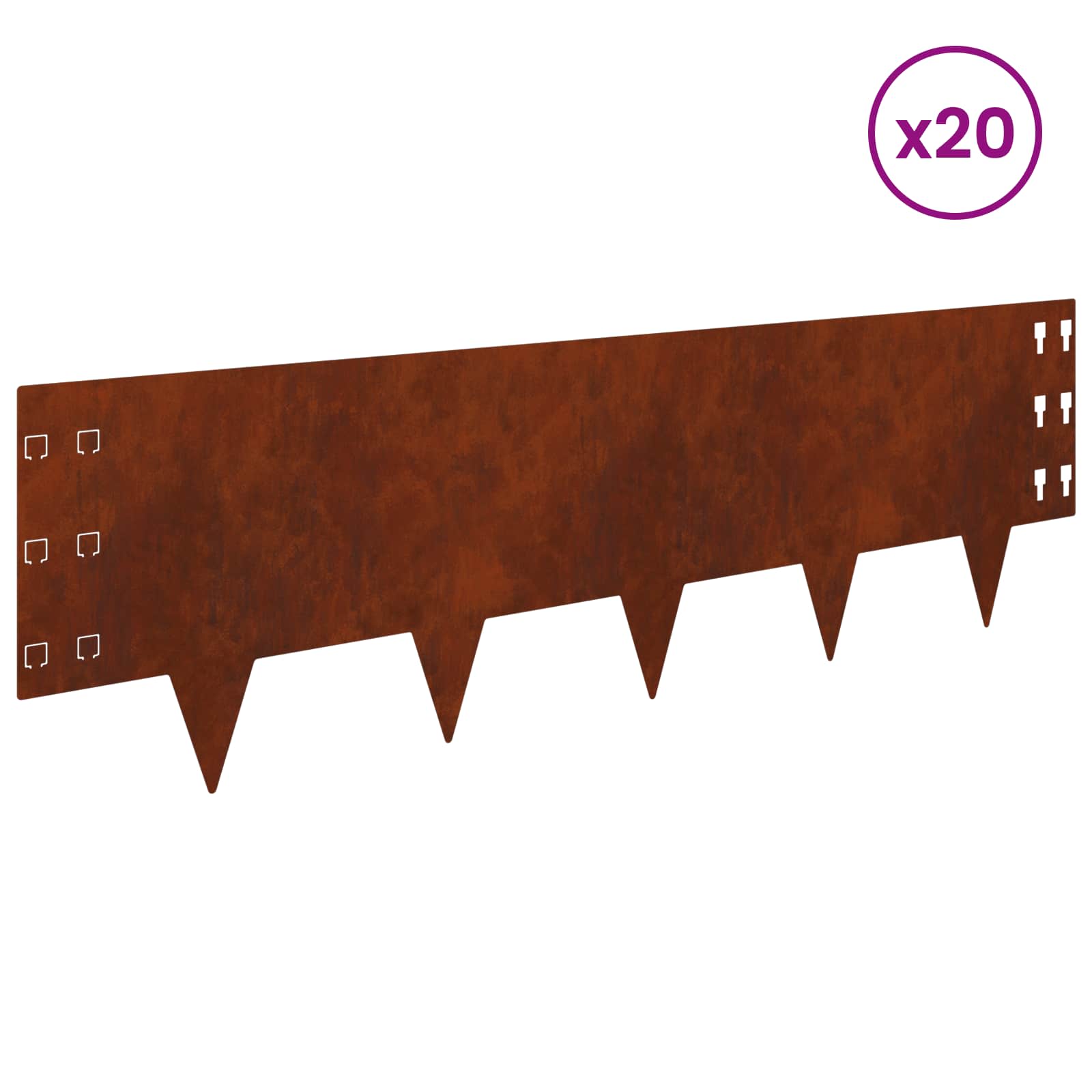 Bordura per Prato 20 pcs 100 x 30 cm Acciaio Ruggine | homemem39
