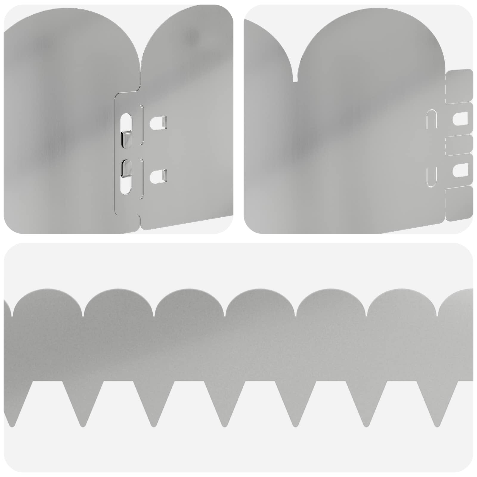Bordura per Prato 10 pcs 103 x 15 cm Acciaio Argento | homemem39