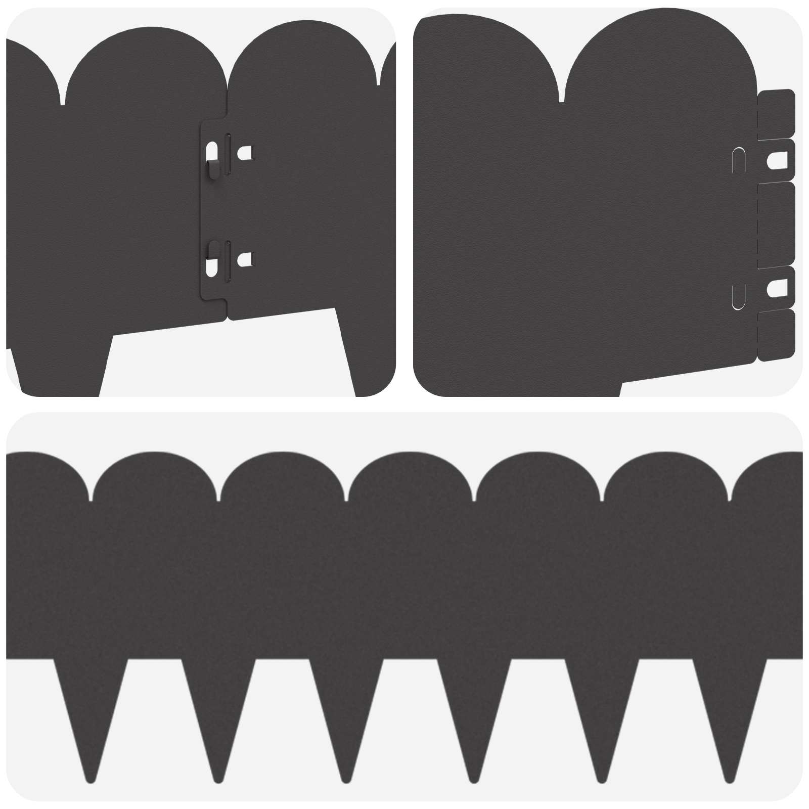 Bordura per Prato 30 pcs 103 x 20 cm Acciaio Nero | homemem39