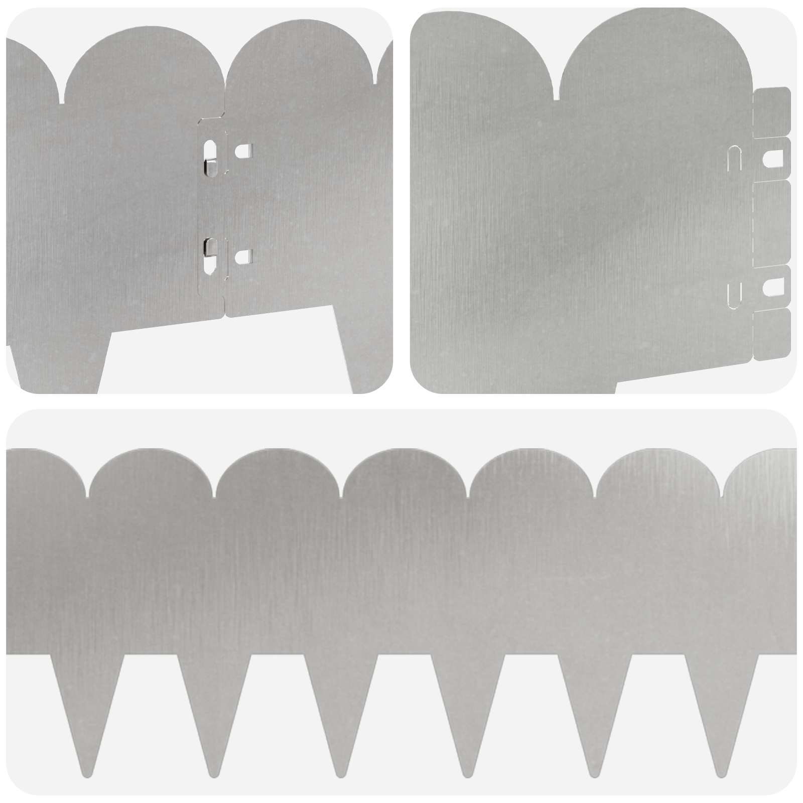 Bordura per Prato 30 pcs 103 x 20 cm Acciaio Argento | homemem39