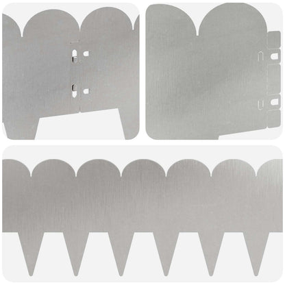 Bordura per Prato 30 pcs 103 x 20 cm Acciaio Argento | homemem39