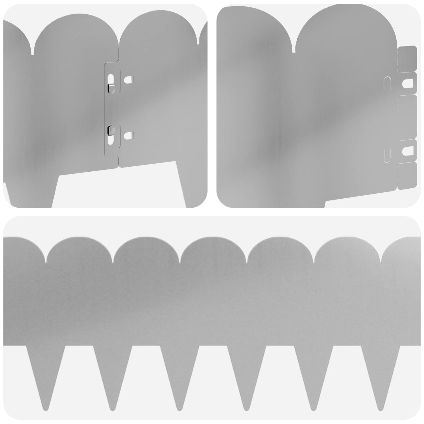 Bordura per Prato 10 pcs 103 x 20 cm Acciaio Argento | homemem39