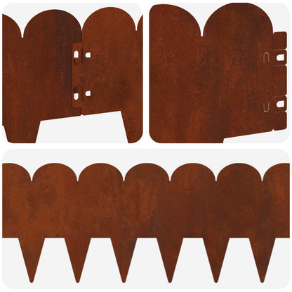Bordura per Prato 20 pcs 103 x 20 cm Acciaio Ruggine
