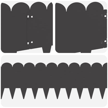 Bordura per Prato 30 pcs 103 x 25 cm Acciaio Nero | homemem39