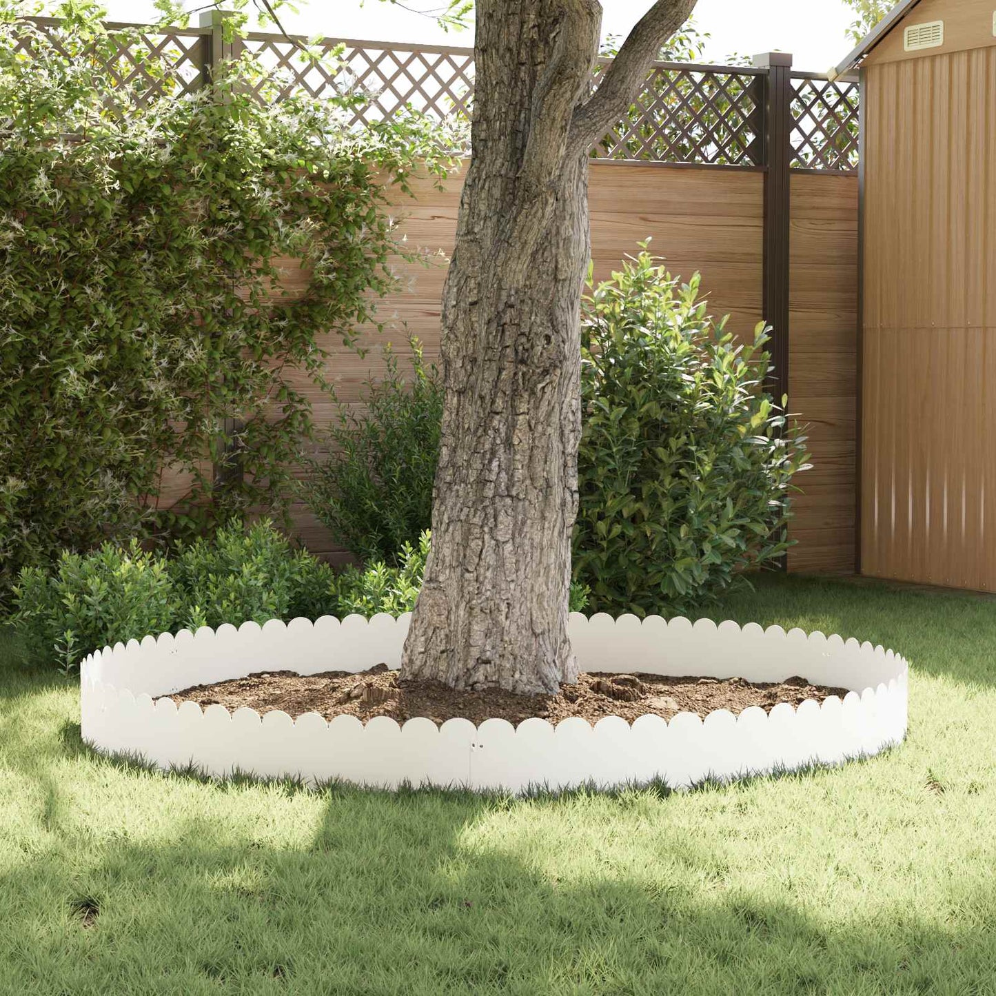 Bordura per Prato 10 pcs 103 x 25 cm Acciaio Bianco | homemem39