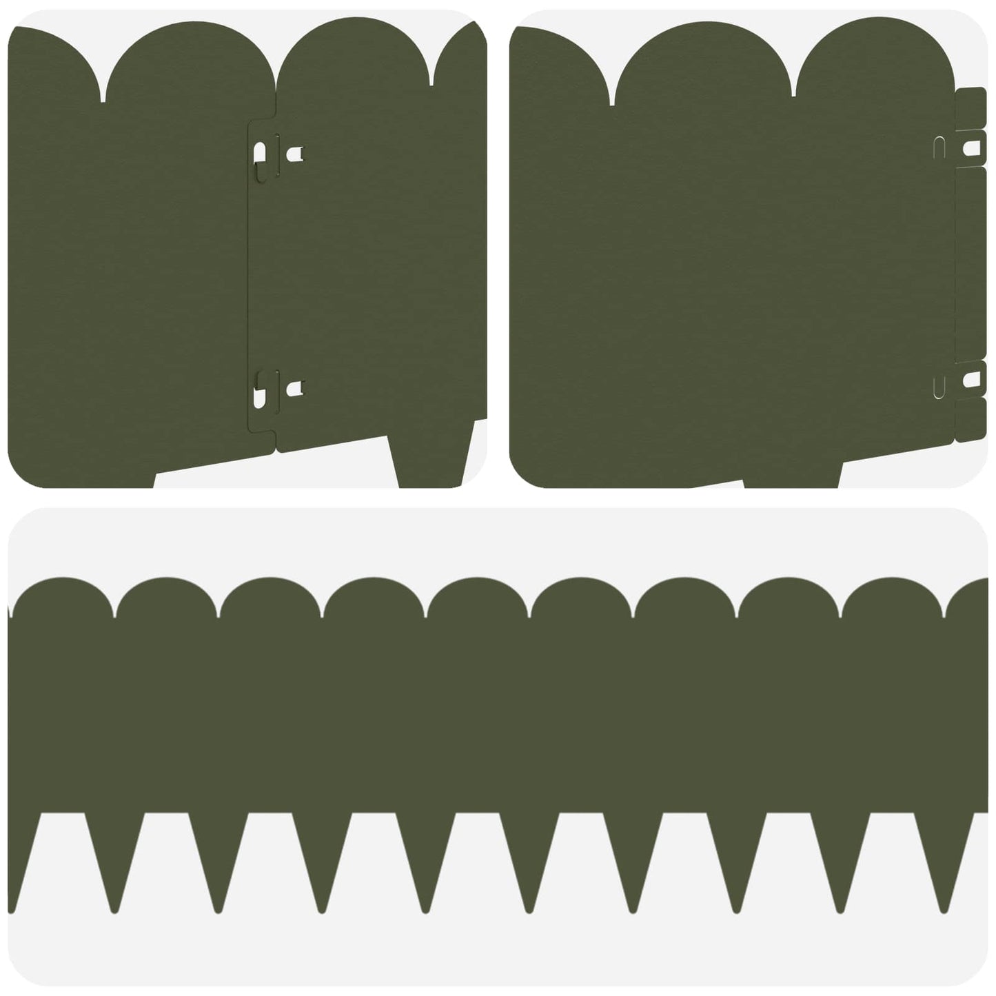 Bordura per Prato 10 pcs 103 x 25 cm Acciaio Verde Oliva