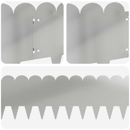 Bordura per Prato 10 pcs 103 x 25 cm Acciaio Argento | homemem39
