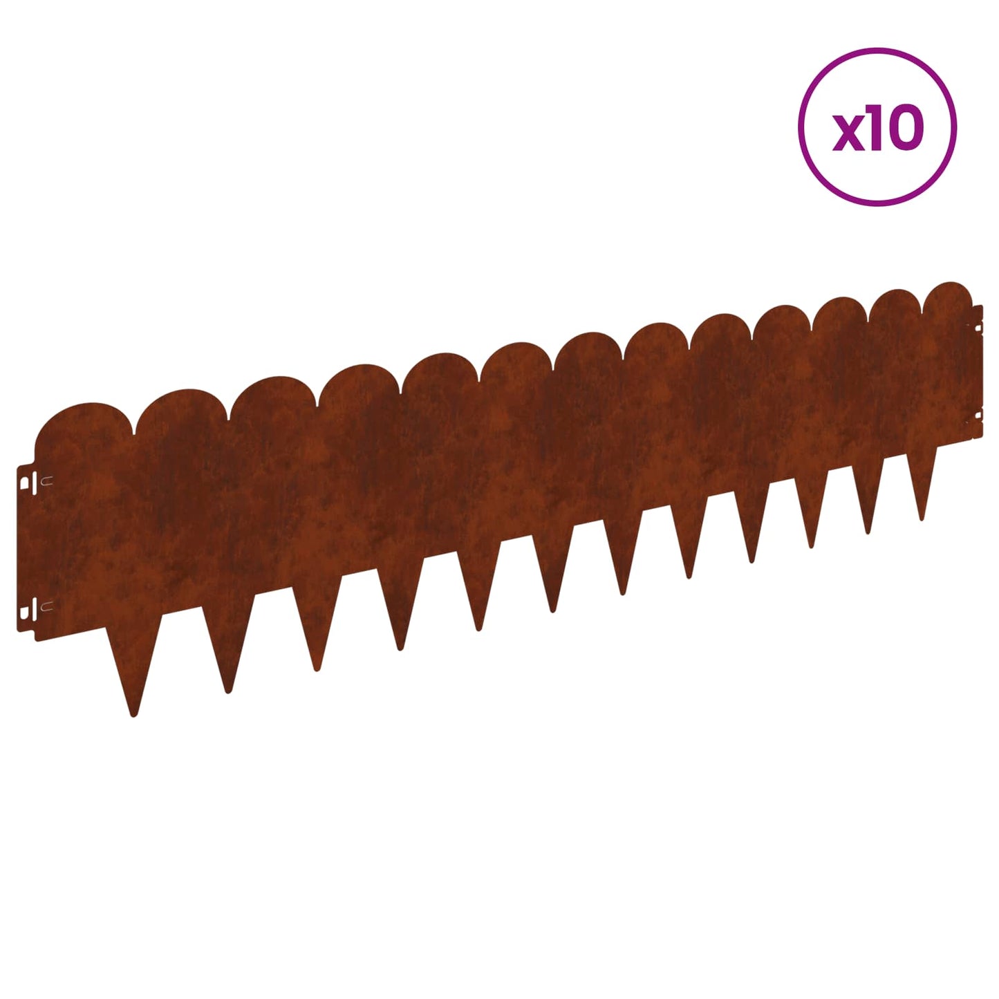 Bordura per Prato 10 pcs 103 x 25 cm Acciaio Ruggine | homemem39