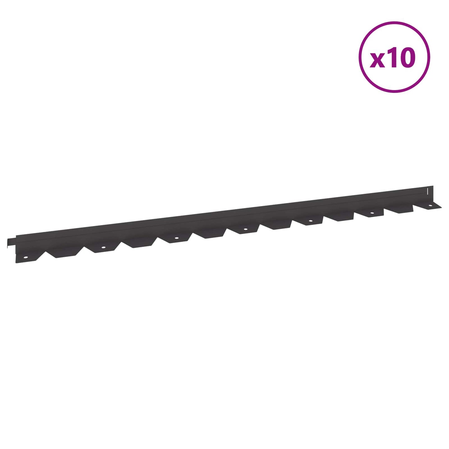 Bordura per Prato 10 pcs 102 x 4 x 4 cm Acciaio Nero | homemem39