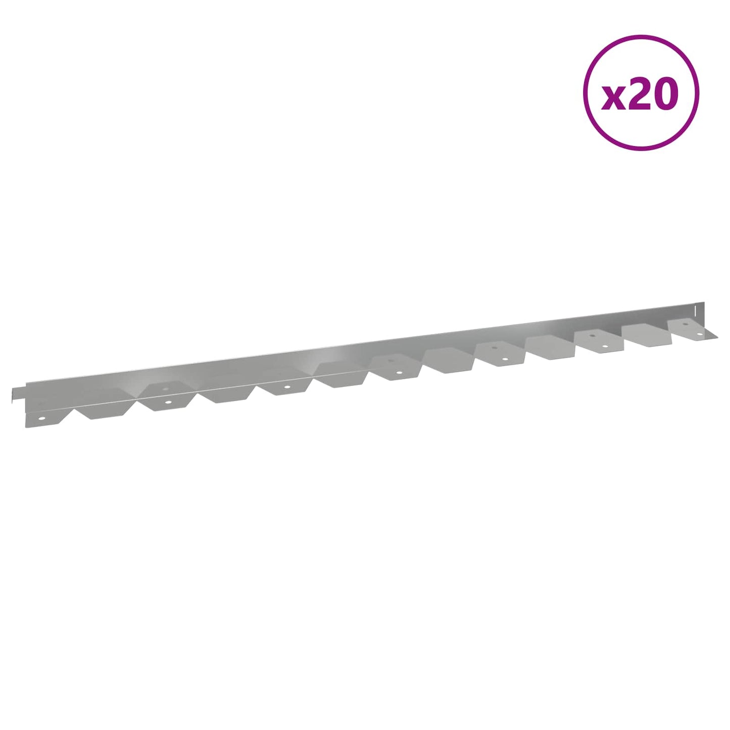 Bordura per Prato 20 pcs 102 x 4 x 4 cm Acciaio Argento | homemem39