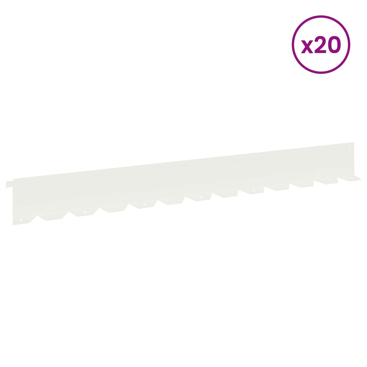 Bordura per Prato 20 pcs 102 x 10 x 4 cm Acciaio Bianco | homemem39