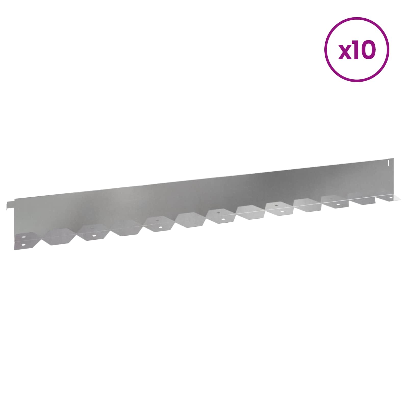Bordura per Prato 10 pcs 102 x 10 x 4 cm Acciaio Argento | homemem39