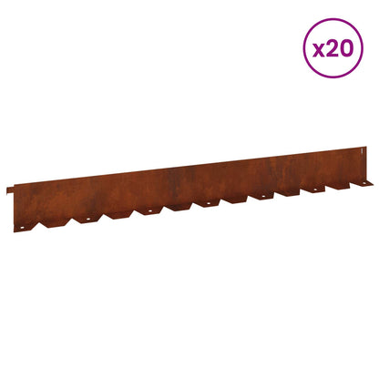 Bordura per Prato 20 pcs 102 x 10 x 4 cm Acciaio Ruggine | homemem39