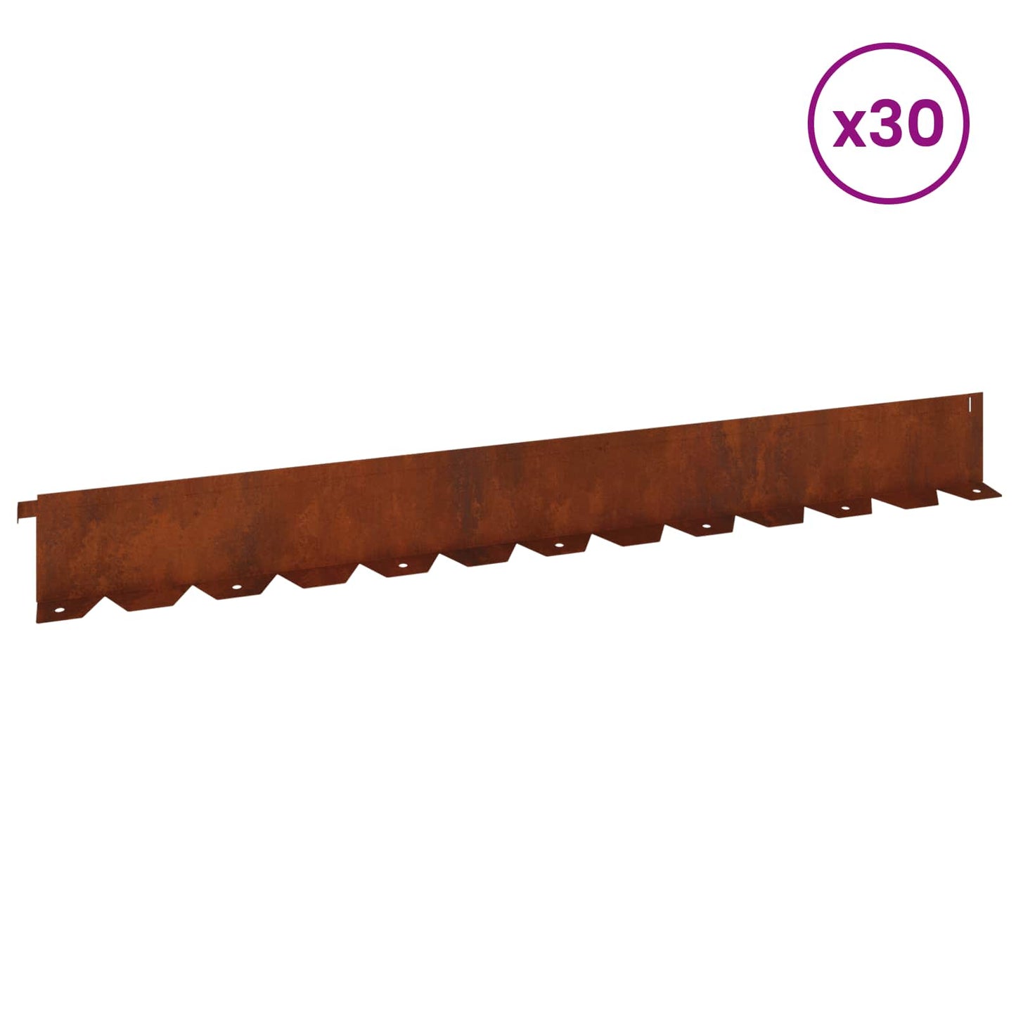 Bordura per Prato 30 pcs 102 x 10 x 4 cm Acciaio Ruggine