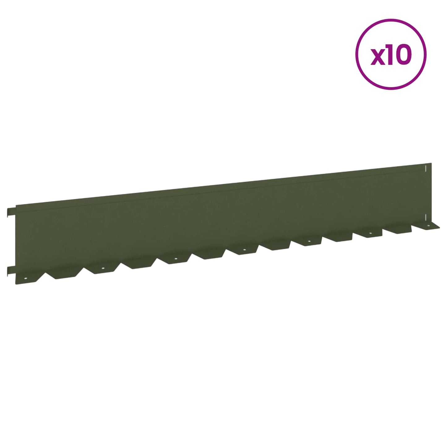 Bordura per Prato 10 pcs 102 x 15 x 4 cm Acciaio Verde Oliva | homemem39