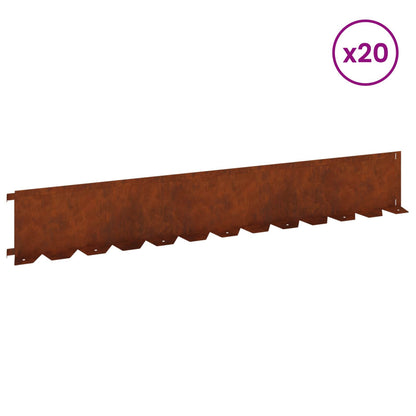Bordura per Prato 20 pcs 102 x 15 x 4 cm Acciaio Ruggine | homemem39