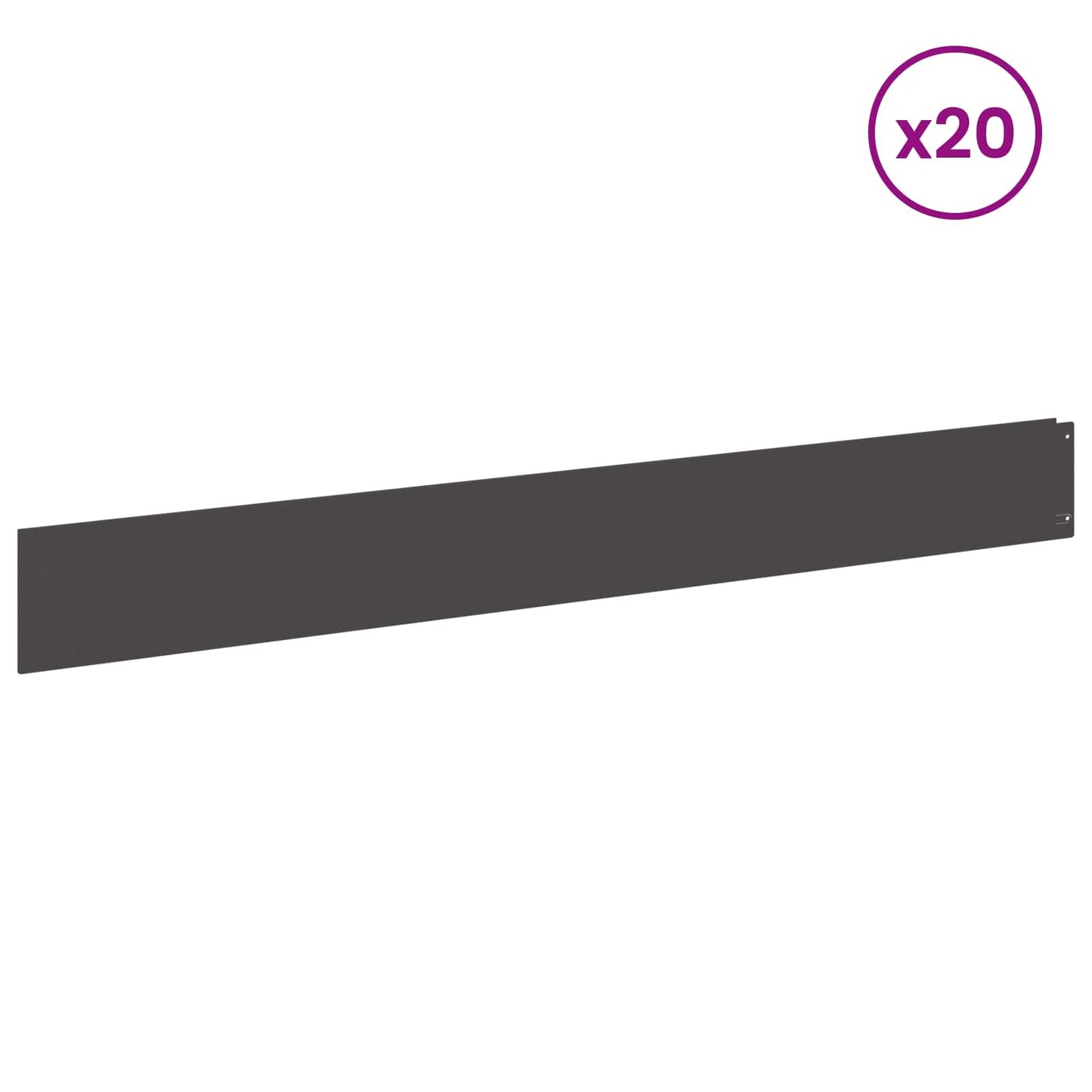 Bordura per Prato 20 pcs 100 x 12 cm Acciaio Nero | homemem39