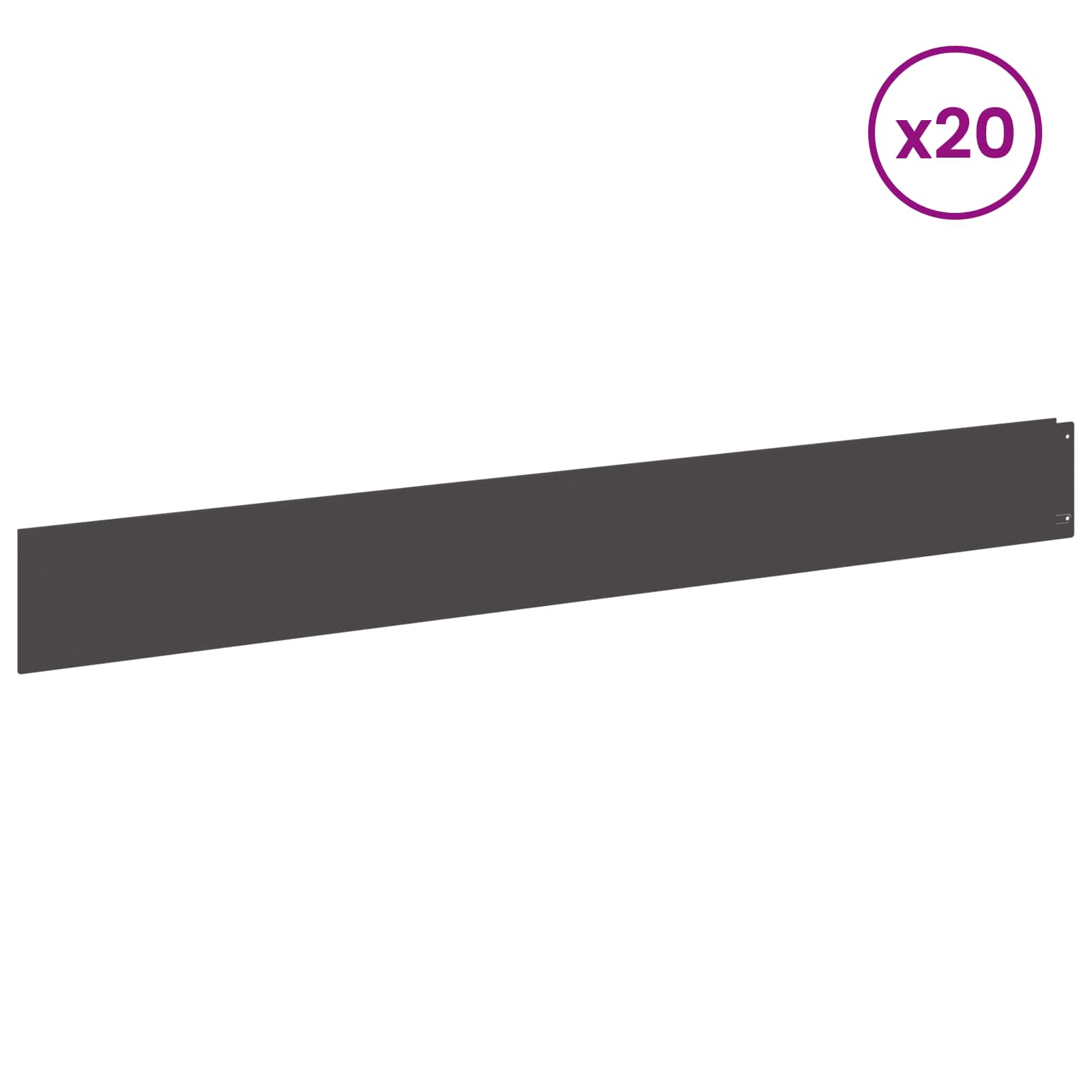 Bordura per Prato 20 pcs 100 x 12 cm Acciaio Nero | homemem39