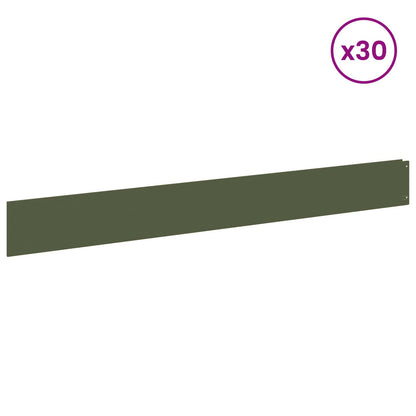 Bordura per Prato 30 pcs 100 x 12 cm Acciaio Verde Oliva | homemem39