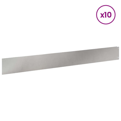 Bordura per Prato 10 pcs 100 x 12 cm Acciaio Argento | homemem39