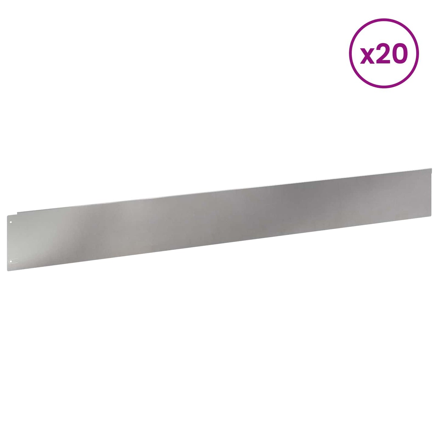 Bordura per Prato 20 pcs 100 x 12 cm Acciaio Argento | homemem39