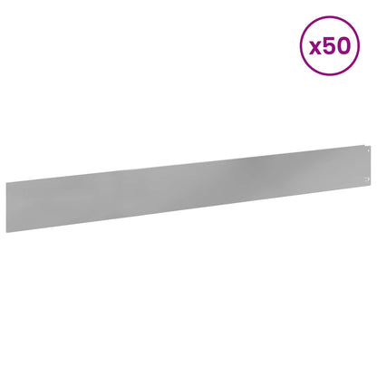 Bordura per Prato 50 pcs 100 x 12 cm Acciaio Argento | homemem39