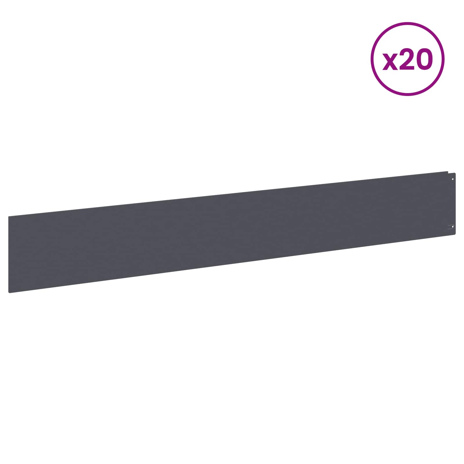 Bordura per Prato 20 pcs 100 x 15 cm Acciaio Antracite | homemem39