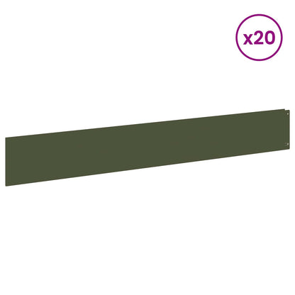 Bordura per Prato 20 pcs 100 x 15 cm Acciaio Verde Oliva | homemem39