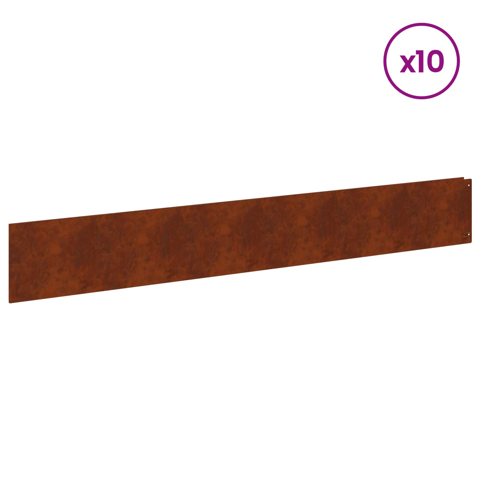 Bordura per Prato 10 pcs 100 x 15 cm Acciaio Ruggine | homemem39