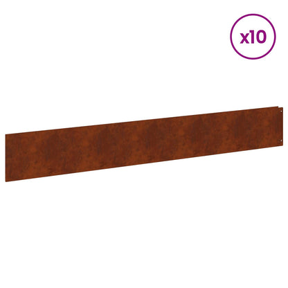 Bordura per Prato 10 pcs 100 x 15 cm Acciaio Ruggine | homemem39