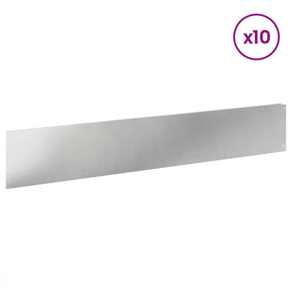 Bordura per Prato 10 pcs 100 x 18 cm Acciaio Argento | homemem39