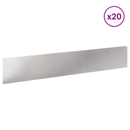 Bordura per Prato 20 pcs 100 x 18 cm Acciaio Argento | homemem39