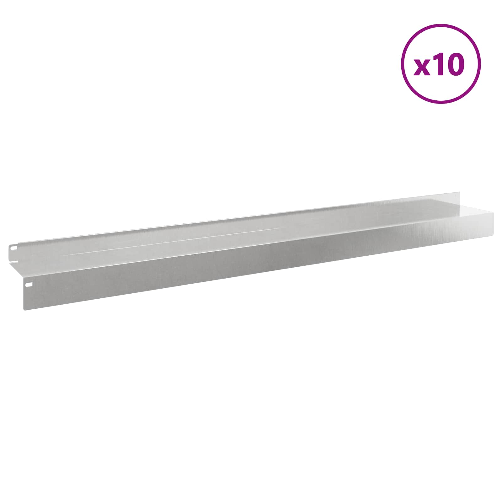Bordura per Prato 10 pcs 100 x 10 x 8 cm Acciaio Argento | homemem39