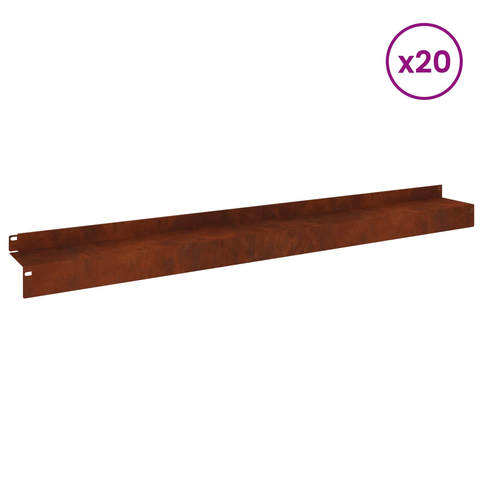 Bordura per Prato 20 pcs 100 x 10 x 8 cm Acciaio Ruggine | homemem39