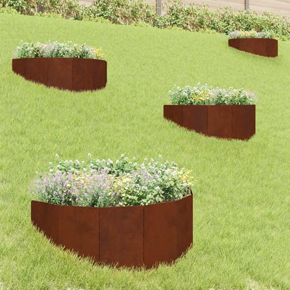 Bordura per Prato 4 pcs 100 x 45 cm Acciaio Ruggine | homemem39