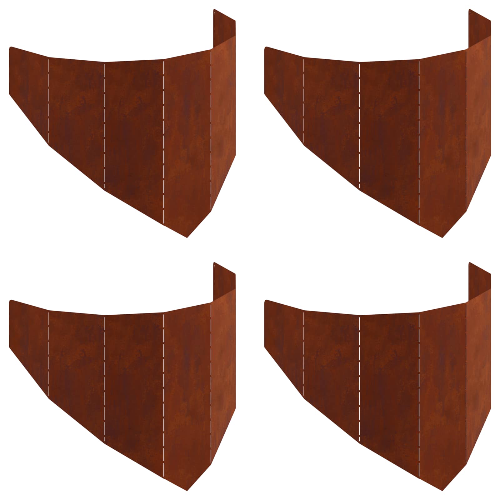 Bordura per Prato 4 pcs 100 x 45 cm Acciaio Ruggine | homemem39