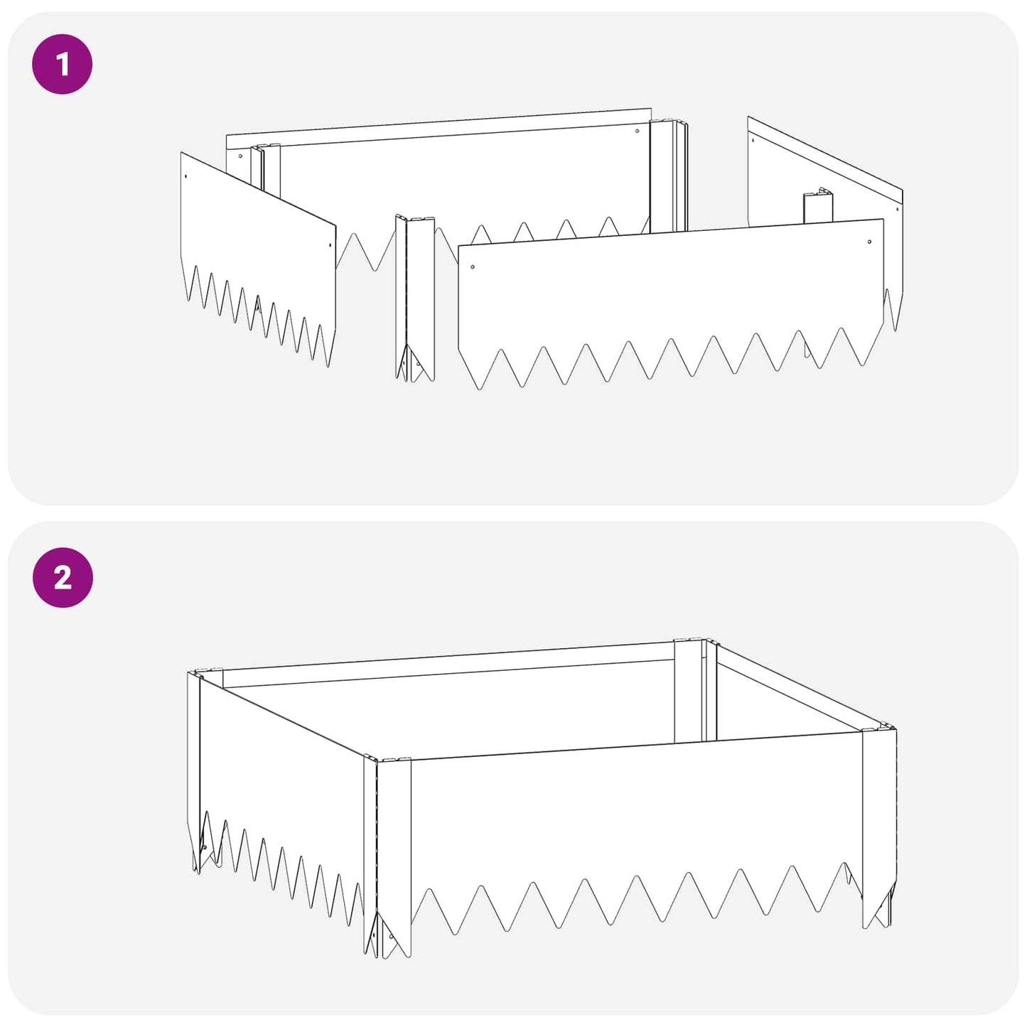 Bordura per Prato 60 x 60 x 20 cm Acciaio Argento | homemem39
