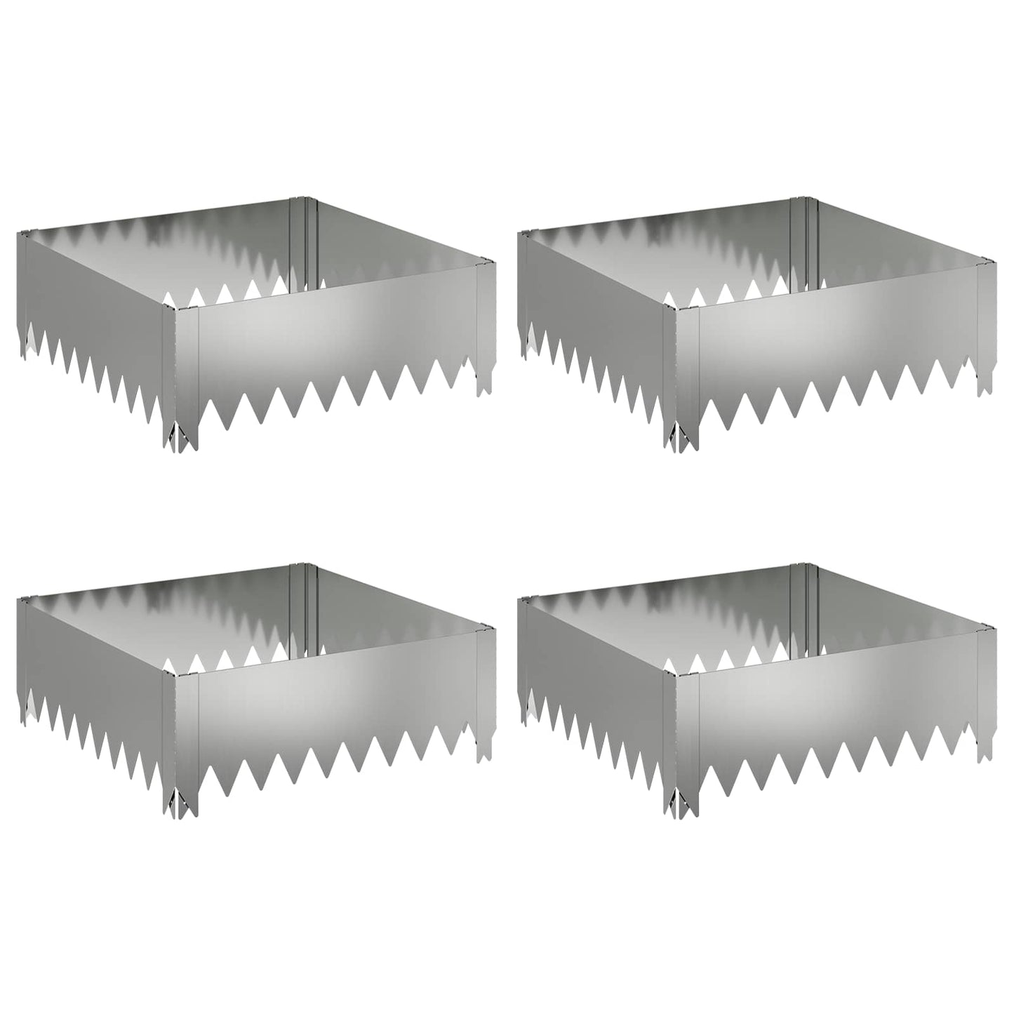 Bordura per Prato 4 pcs 60 x 60 x 20 cm Acciaio Argento | homemem39