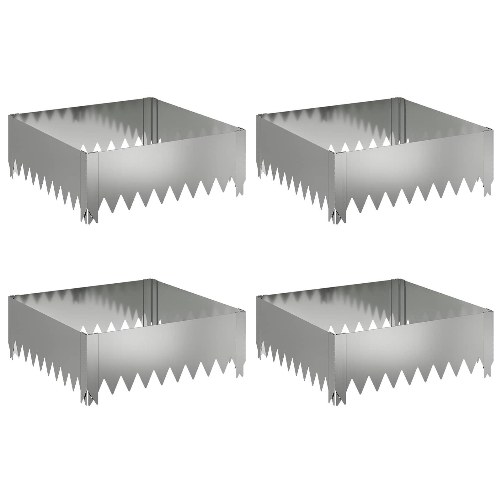 Bordura per Prato 4 pcs 60 x 60 x 20 cm Acciaio Argento | homemem39